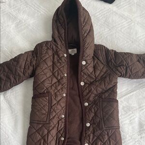 Quilted Brown Kids Jacket with Hood